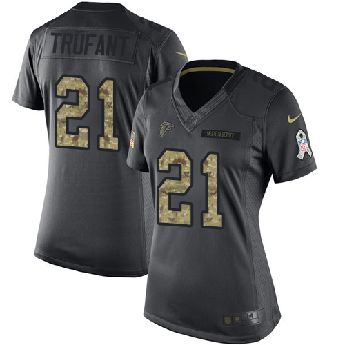 Nike Falcons #21 Desmond Trufant Black Women's Stitched NFL Limited 2016 Salute to Service Jersey - Click Image to Close